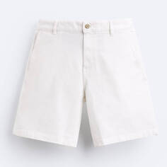 Шорты Zara Textured Chino Bermuda, белый