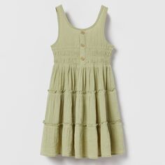 Сарафан Zara Linen Blend Tiered, светлый хаки