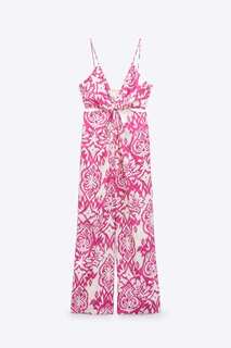 Комбинезон Zara Printed Strappy, розовый/белый