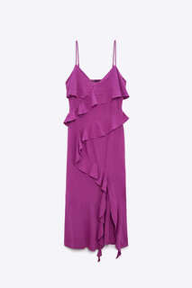 Платье-комбинация Zara Ruffled Slip, лиловый
