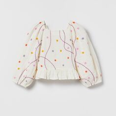 Блуза Zara Textured With Embroidery, кремовый