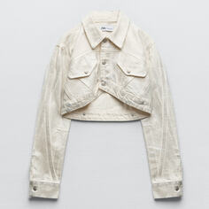 Джинсовая куртка Zara Metallic, серебристый
