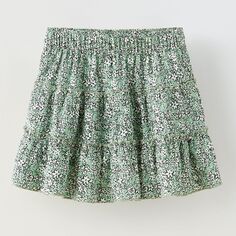 Юбка-шорты Zara Floral Bermuda, зеленый