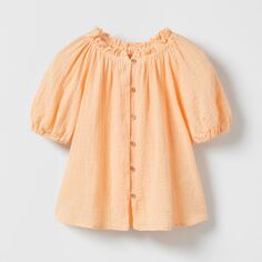 Рубашка Zara Textured, светло-оранжевый