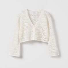 Кардиган Zara Open Knit, желтовато-белый