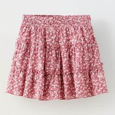 Юбка-шорты Zara Floral Bermuda, розовый