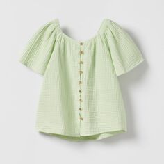 Рубашка Zara Textured, светло-зеленый