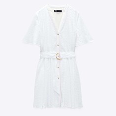 Платье - рубашка Zara Cutwork Embroidery, белый