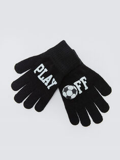 Трикотажные перчатки для мальчиков с текстовым принтом LCW Accessories