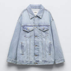 Джинсовая куртка Zara ZW Oversize Denim, голубой