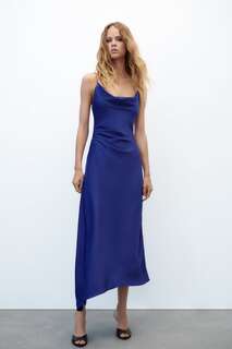 Атласное платье миди ZARA