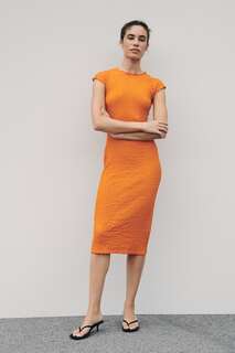 Текстурное платье ZARA, оранжевый
