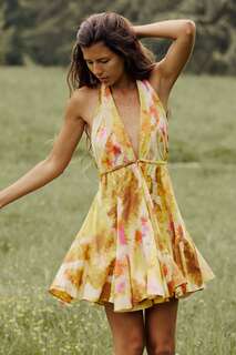 Короткое платье с принтом ZARA, разноцветный