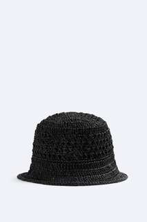 Плетеная шапка-ведро ZARA, черный