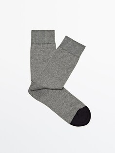 Контрастные носки из шотландской пряжи Massimo Dutti, серый