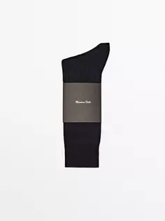 Ребричные носки из шотландской пряжи Massimo Dutti, синий
