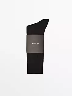 Ребричные носки из шотландской пряжи Massimo Dutti, черный