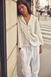 Текстурная блузка в пижамном стиле ZARA, белый