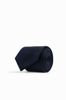 Широкий галстук из 100% шелка ZARA, синий