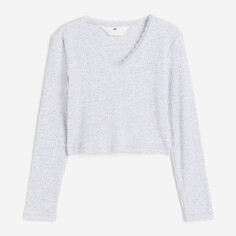 Лонгслив H&amp;M Kids Short Ribbed Cotton Jersey, светло-серый H&M