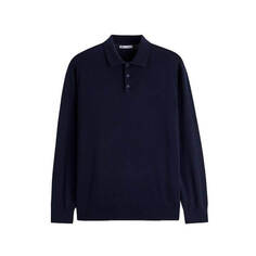 Поло Zara Cotton And Silk Knit Shirt, темно-синий