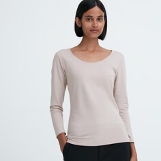 Лонгслив Uniqlo Heattech Extra Warm Cotton, светло-серый