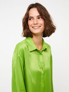 Обычная атласная Женская рубашка с длинным рукавом LCW Casual