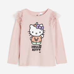 Лонгслив H&amp;M Kids Ruffle-trimmed Printed Hello Kitty, светло-розовый H&M