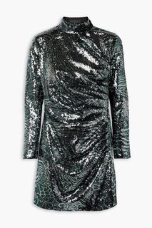 Платье мини из тюля с вырезами и пайетками DUNDAS, серебряный