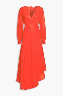 Эстель асимметричное платье миди из атласа-жаккарда RONNY KOBO, красный