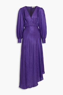 Платье миди Estelle из атласа и жаккарда с запахом RONNY KOBO, фиолетовый