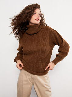 Водолазка прямой с длинным рукавом женский трикотажный свитер LCW Casual
