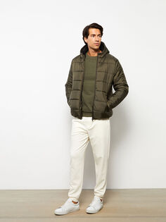 Мужское надувное пальто со стандартным рисунком с капюшоном LCW Eco