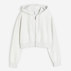 Толстовка H&amp;M Short Hooded Sweatshirt, светло-серый H&M