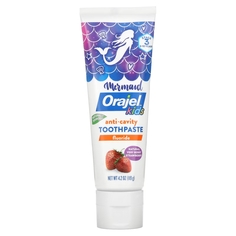Зубная паста Orajel Mermaid Anticavity Fluoride Toothpaste для детей от 2 до 10 лет натуральная ягодная клубника, 119 г