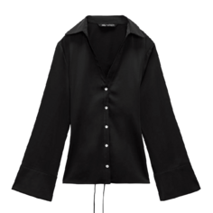 Блуза Zara Fitted Satin, черный
