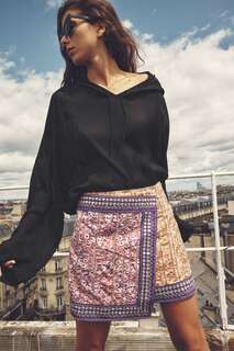 Короткая юбка с вышивкой с зеркалами ZARA, разноцветный