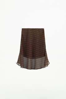Короткая юбка в горток ZARA, коричневый