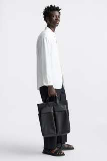 Мягкая сумка-тоут с двойным карманом ZARA, черный