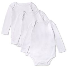 Комплект боди из хлопка с длинными рукавами John Lewis baby pima, 3 белых цвета