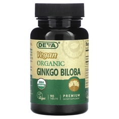 Веганский органический гинкго билоба Deva, 90 таблеток