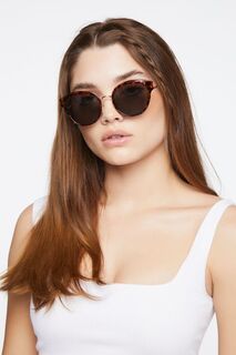 Тонированные круглые солнцезащитные очки Forever 21, коричневый