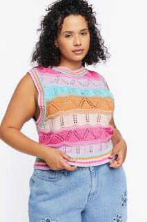 Жилет-свитер с цветными блоками больших размеров Forever 21, розовый