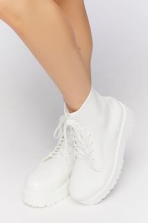 Виниловые армейские ботинки Forever 21, белый