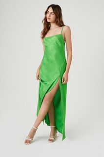 Платье макси на бретельках с фактурным принтом Forever 21, зеленый