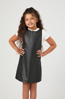 Платье-сарафан из искусственной кожи для девочек Forever 21, черный