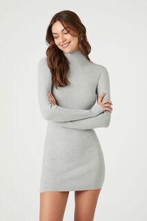 Мини-платье-свитер с водолазкой Forever 21, серый