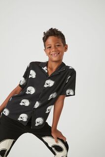 Детская рубашка с принтом черепа Forever 21, черный