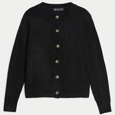 Кардиган Marks &amp; Spencer M&amp;S Collection Knitted Ribbed Crew Neck, темно-синий