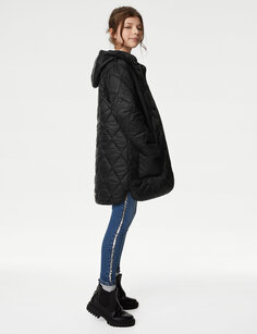 Стеганое пуховое пальто Stormwear (6–16 лет) Marks &amp; Spencer, черный